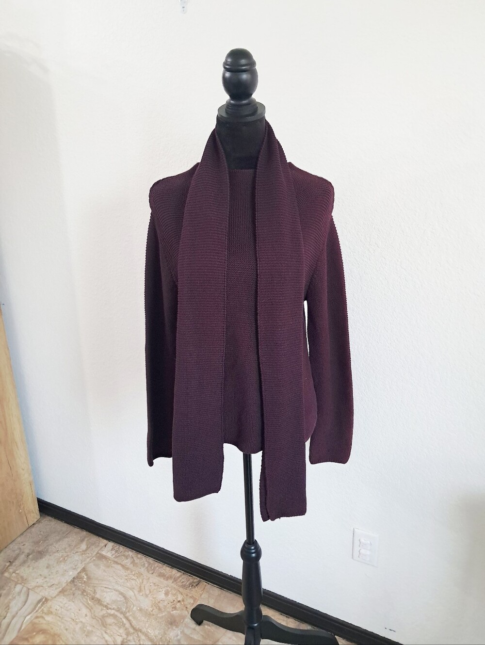 Stephanie Andrews Knit Sweater & Scarf Set Plum Purple Long Sleeve Preppy